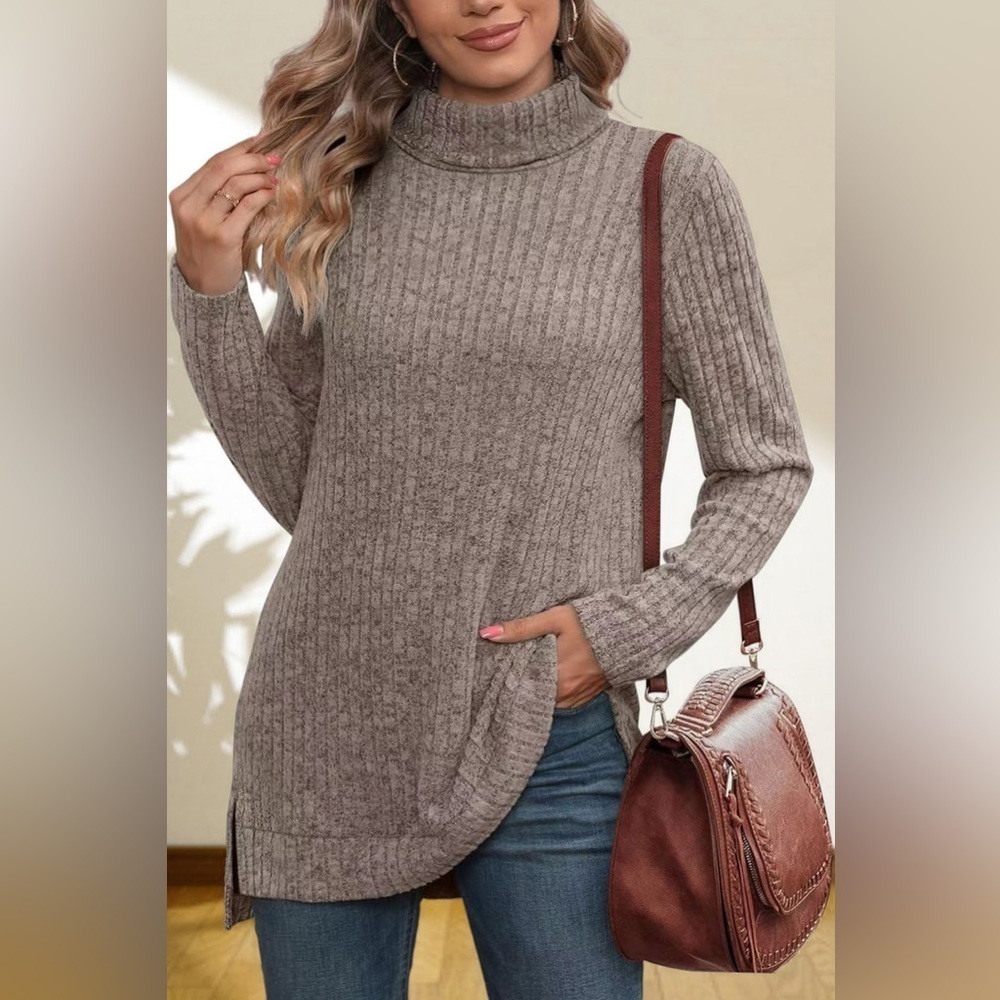 Gentle Slope High Low Thick Turtleneck Sweater